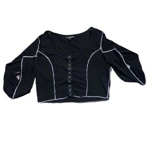 Black & White Contrast Stitch medium, sexy top (MY PHOTOS!)